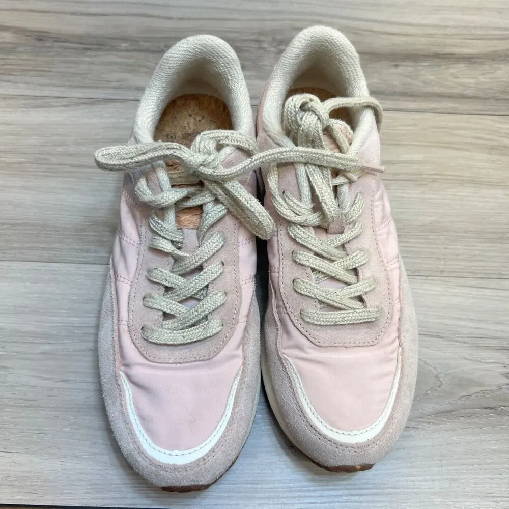 WODEN NELLIE Women's Pink Suede &‎ Nylon Soft Sneaker Shoes Size 7.5